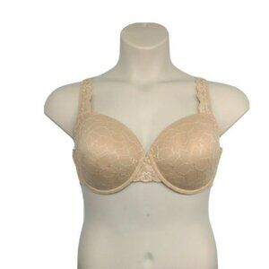 Frederick’s Hollywood 40C Bra Latte Tan Lace Full Coverage Underwire Style 4100